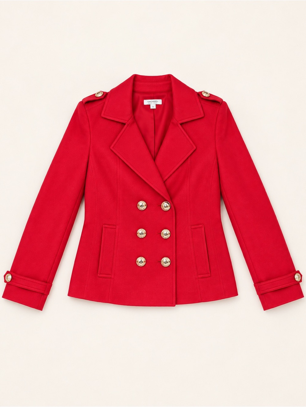 NWT Tahari Arthur S. Levine Red Military Blazer Gold Buttons Size 8